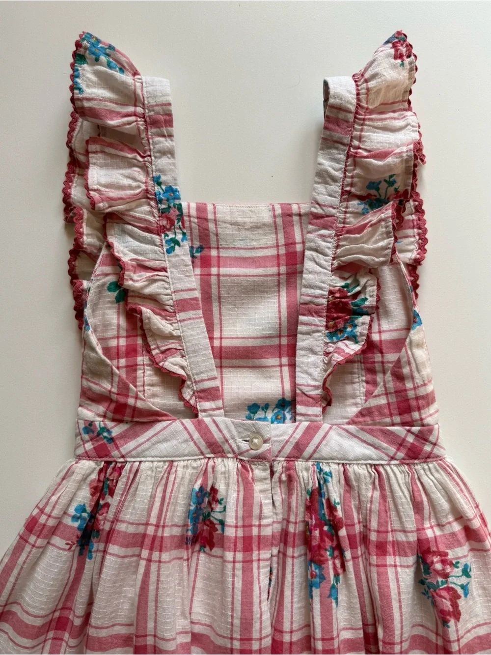 Ralph Lauren Girls' Floral Check Print Pinafore Dress - Size 5